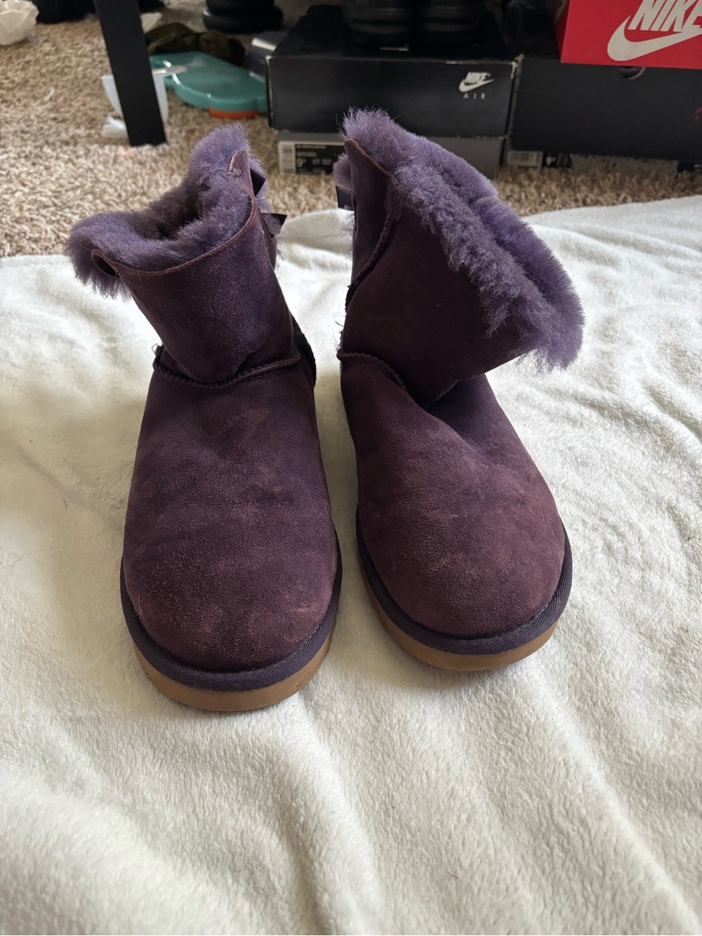 UGG Short Shearling Suede Boots in Purple